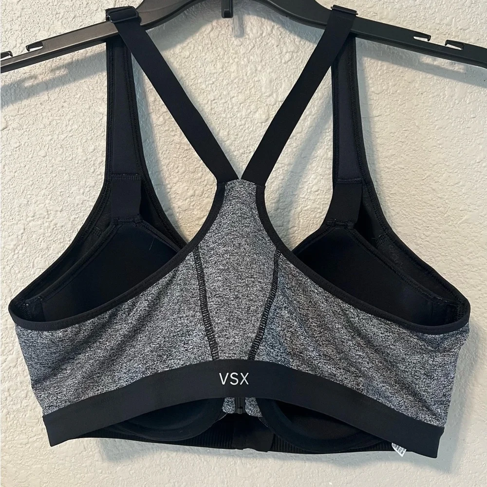 Victoria's Secret Sport Gray & Black Front Zip Sports Bra with Underwire